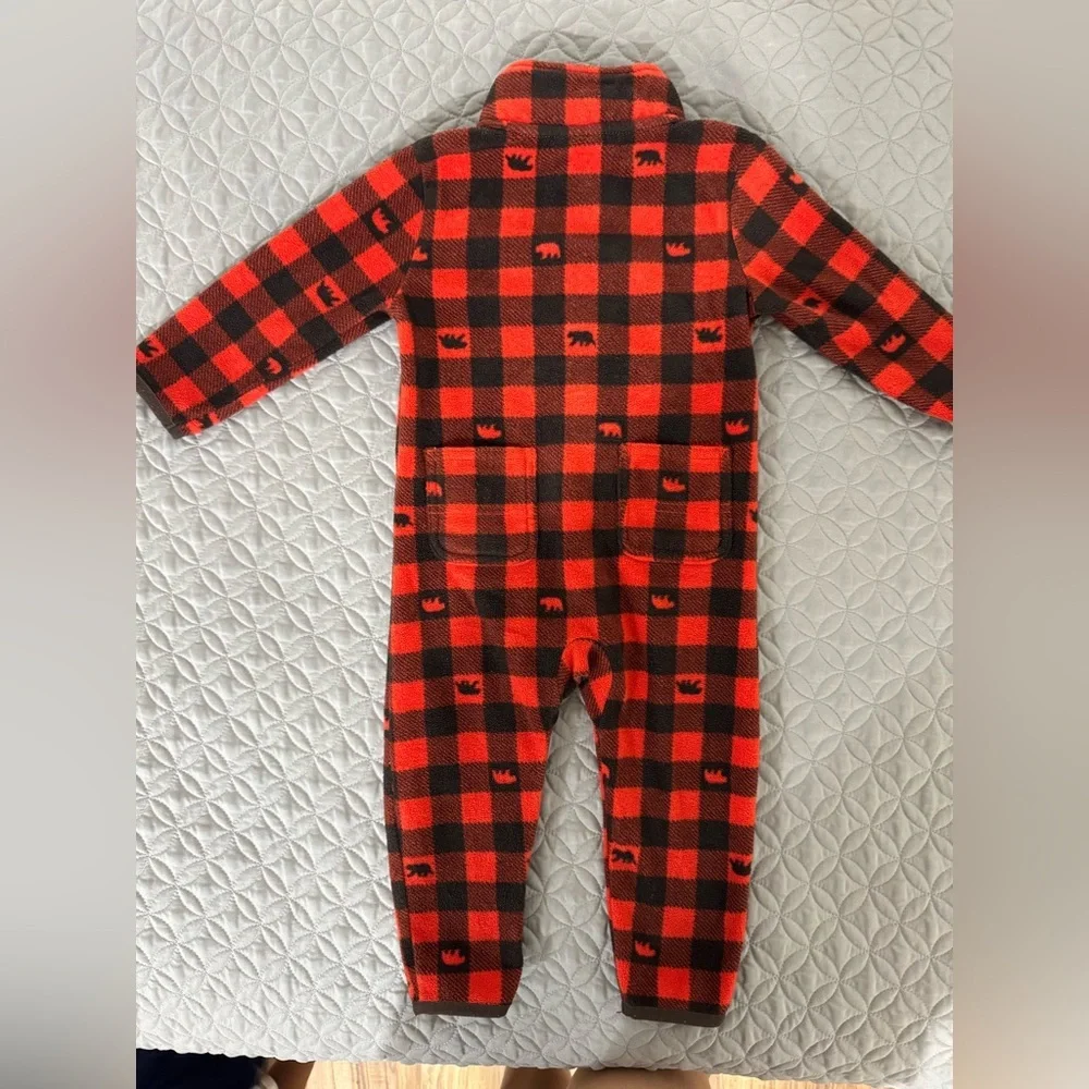 Carhartt Kids Plaid Red and Black Footie - Picture 4 of 4